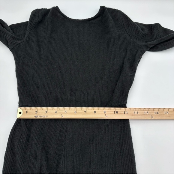 Shein Jumpsuit Women Medium NEW Black Ribbed Knit Long Sleeve Open Back Sxy - Picture 12 of 15